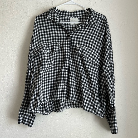 Abercrombie & Fitch Tops - Abercrombie and Fitch Black White Buffalo Check Shirt Boxy Oversize XL